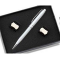 Shield-Shaped Cufflinks & Ball Point Pen Set with 2-Piece Gift Box